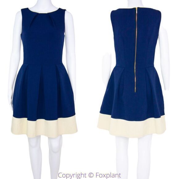 Closet London navy blue sleeveless fit and flare mini dress with‎ pockets, 10 - Picture 1 of 16